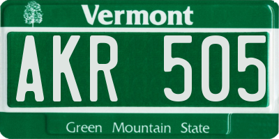 VT license plate AKR505