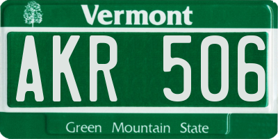 VT license plate AKR506
