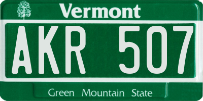 VT license plate AKR507