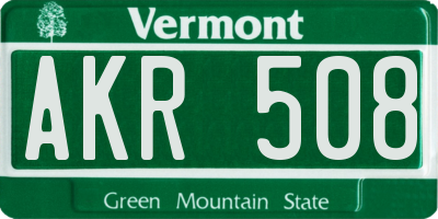 VT license plate AKR508