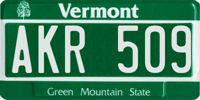 VT license plate AKR509