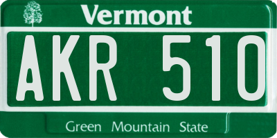VT license plate AKR510