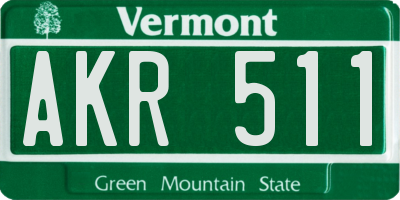 VT license plate AKR511