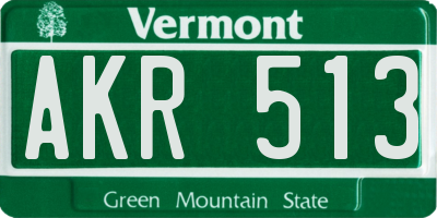 VT license plate AKR513