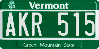 VT license plate AKR515