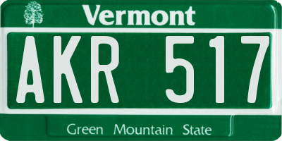 VT license plate AKR517