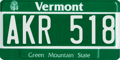 VT license plate AKR518