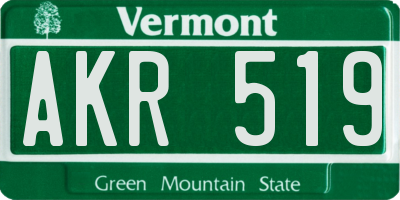 VT license plate AKR519