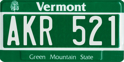 VT license plate AKR521