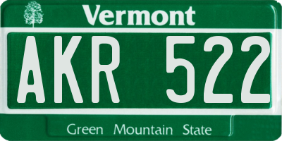 VT license plate AKR522