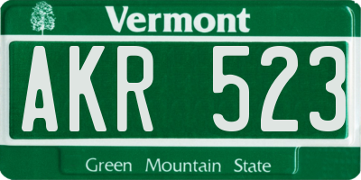 VT license plate AKR523