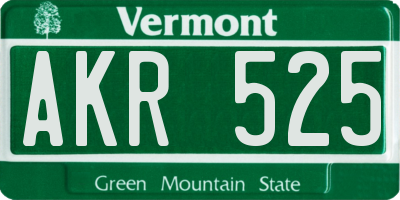 VT license plate AKR525