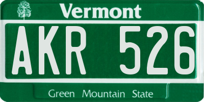 VT license plate AKR526