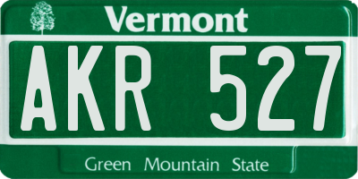 VT license plate AKR527