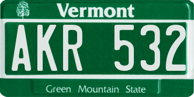 VT license plate AKR532