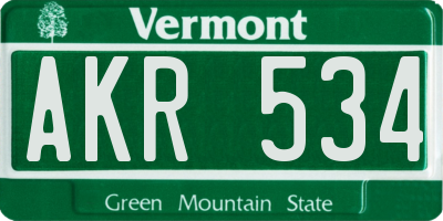 VT license plate AKR534