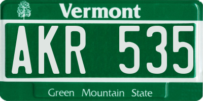 VT license plate AKR535