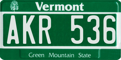 VT license plate AKR536