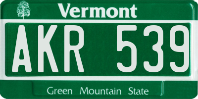 VT license plate AKR539