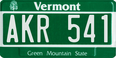 VT license plate AKR541