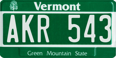 VT license plate AKR543