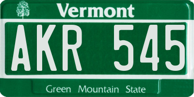 VT license plate AKR545