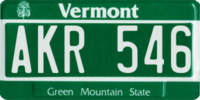 VT license plate AKR546