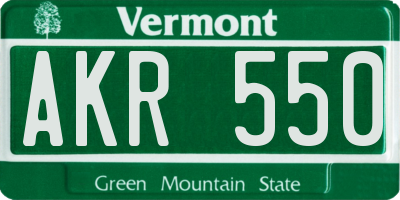 VT license plate AKR550