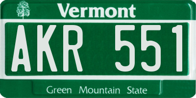 VT license plate AKR551