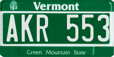 VT license plate AKR553