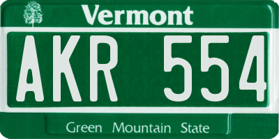 VT license plate AKR554