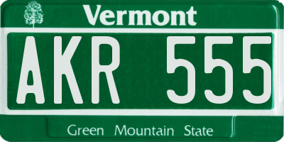 VT license plate AKR555