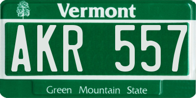 VT license plate AKR557