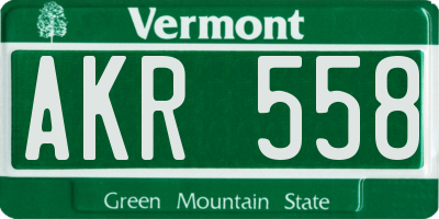 VT license plate AKR558