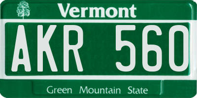 VT license plate AKR560