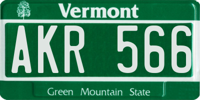 VT license plate AKR566