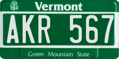 VT license plate AKR567