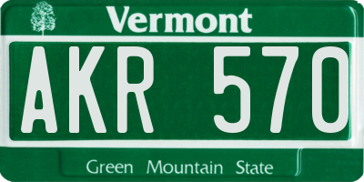 VT license plate AKR570
