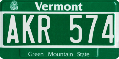 VT license plate AKR574