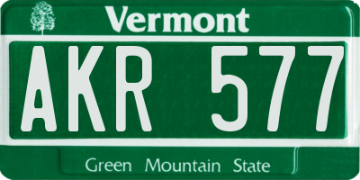 VT license plate AKR577