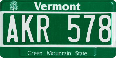 VT license plate AKR578