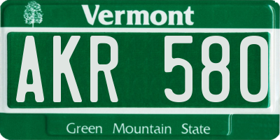 VT license plate AKR580
