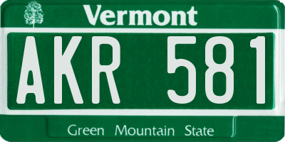 VT license plate AKR581