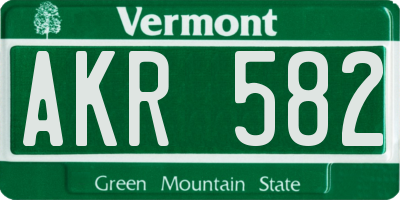 VT license plate AKR582