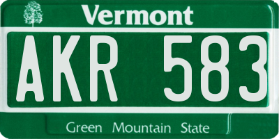 VT license plate AKR583