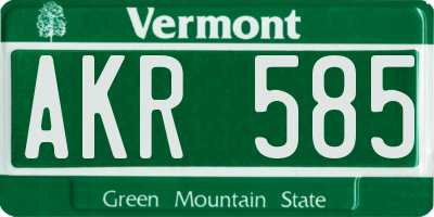 VT license plate AKR585