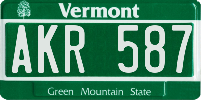 VT license plate AKR587