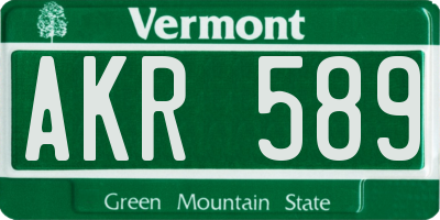 VT license plate AKR589