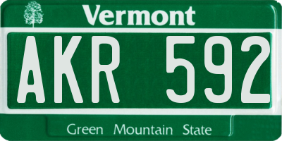 VT license plate AKR592