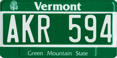 VT license plate AKR594